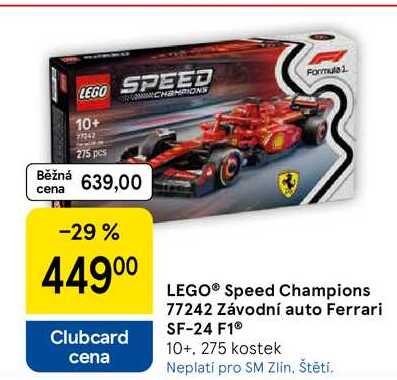 LEGO® Speed Champions 77242 Závodní auto Ferrari SF-24 F1® 10+, 275 kostek 