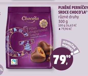 PLNĚNÉ PERNÍČKY SRDCE CHOCO'LA, 300 g