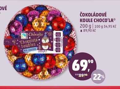 ČOKOLÁDOVÉ KOULE CHOCO'LA, 200 g