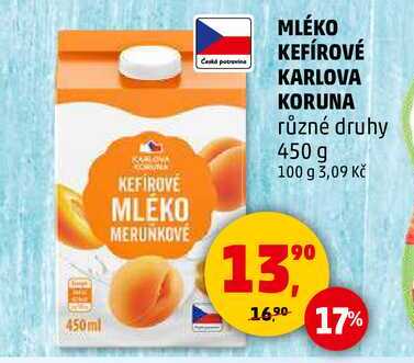 MLÉKO KEFÍROVÉ KARLOVA KORUNA, 450 g 