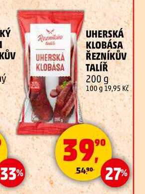 UHERSKA ŘEZNÍKŮV KLOBASA TALÍŘ, 200 g