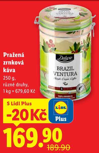 Pražená zrnková káva, 250 g