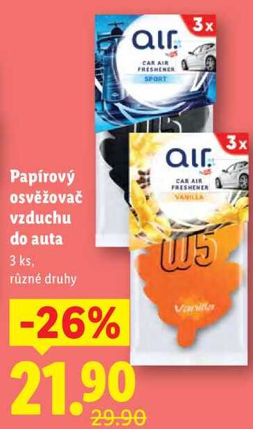 Papírový osvěžovač vzduchu do auta, 3 ks