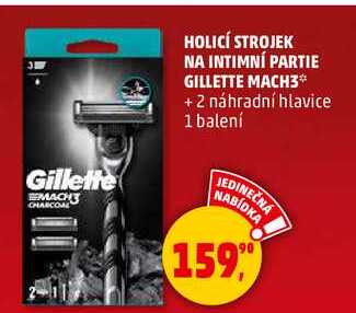HOLICÍ STROJEK NA INTIMNÍ PARTIE GILLETTE MACH3 + 2 náhradní hlavice, 1 balení 