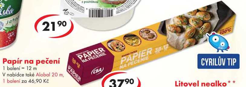 Papír na pečení, 1 balení = 12 m   