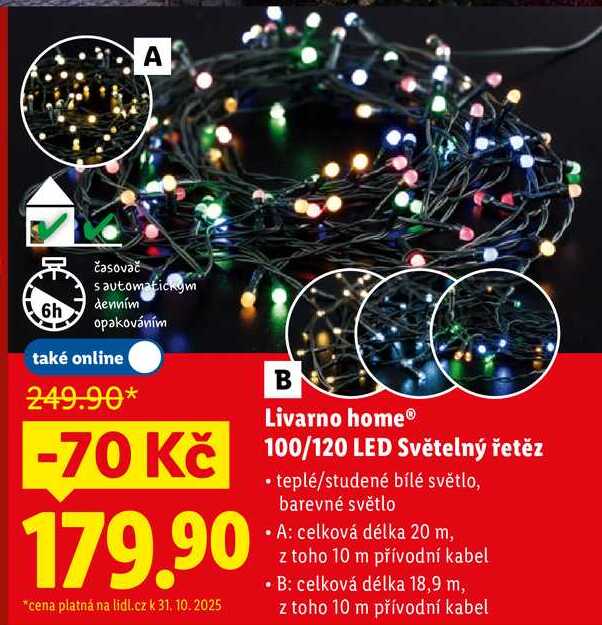 Livarno home 100/120 LED Světelný řetěz