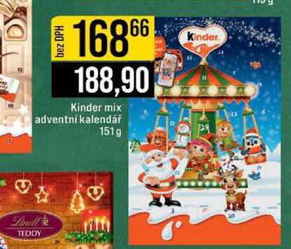 Kinder mix adventní kalendář 151 g