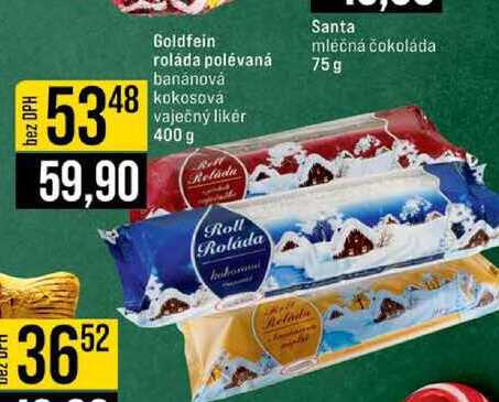 Goldfein roláda polévaná banánová kokosová vaječný likér 400 g 