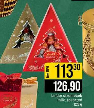 Lindor stromeček milk, assorted 125 g 