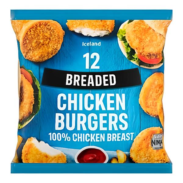 Iceland Kuřecí burgery z prsních řízků obalované 12ks