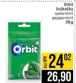 Orbit žvýkačky spearmint peppermint 29 g