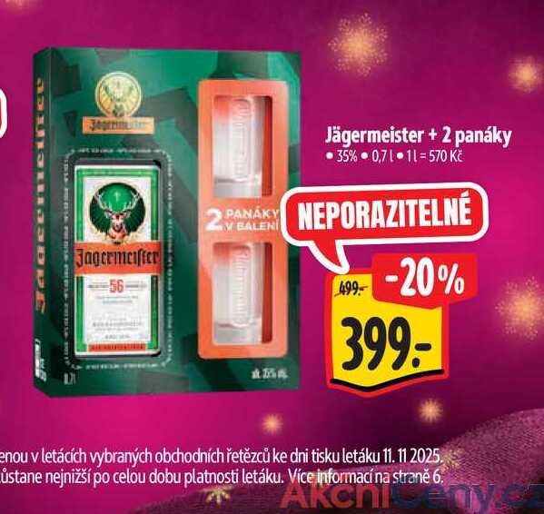 Jägermeister 0,7 l+ 2 panáky