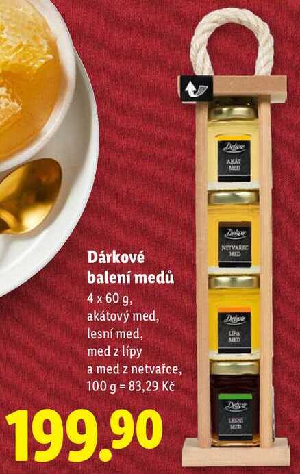 Dárkové balení medů, 4x 60 g