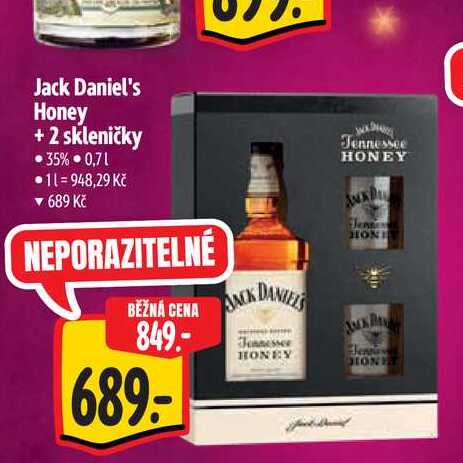 Jack Daniel's Honey 0,7 l + 2 skleničky