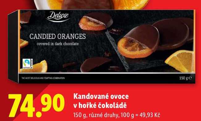 Kandované ovoce v hořké čokoládě, 150 g