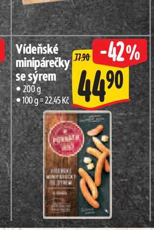 Vídeňské minipárečky se sýrem 200 g