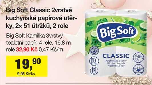 Big Soft Kamilka 3vrstvý toaletní papír, 4 role