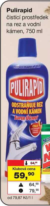 Pulirapid čistící prostředek na rez a vodní kámen, 750 ml