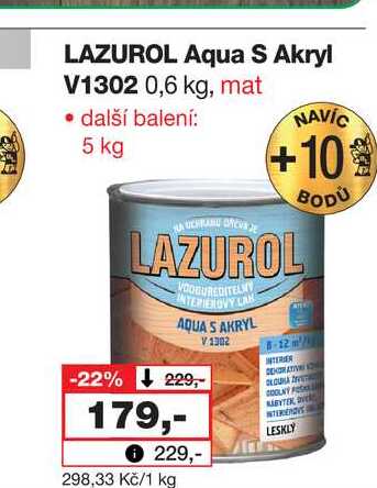 LAZUROL Aqua S Akryl V1302 0,6 kg, mat