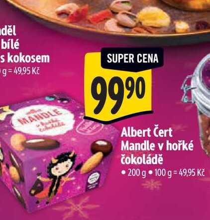 Albert Čert Mandle v hořké čokoládě 200 g