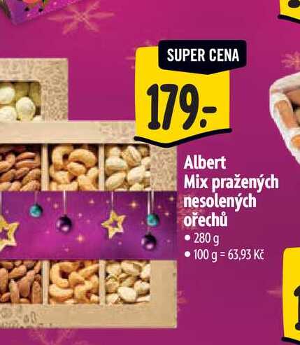   Albert Mix pražených nesolených ořechů  280 g  