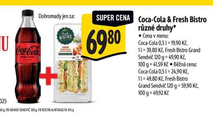 Coca-Cola & Fresh Bistro různé druhy