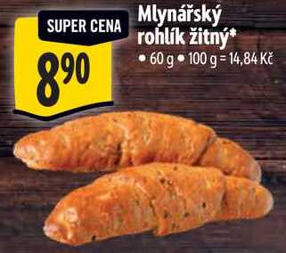 Mlynářský rohlík žitný, 60 g 