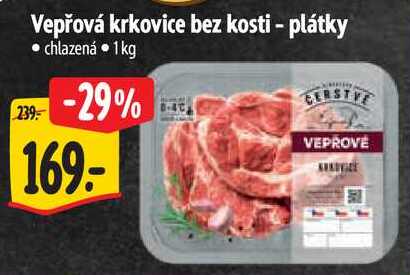 Vepřová krkovice bez kosti - plátky, 1 kg