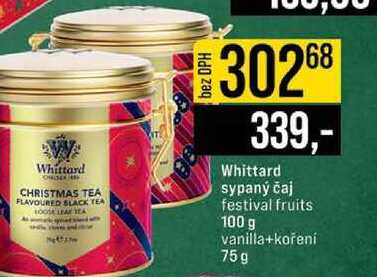 Whittard sypaný čaj festival fruits 100 g vanilla+koření 75g