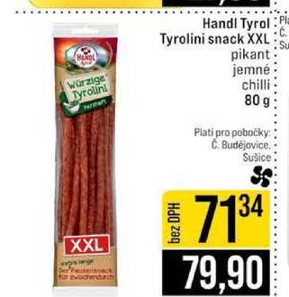 Handl Tyrol Tyrolini snack XXL pikant jemné chilli 80 g
