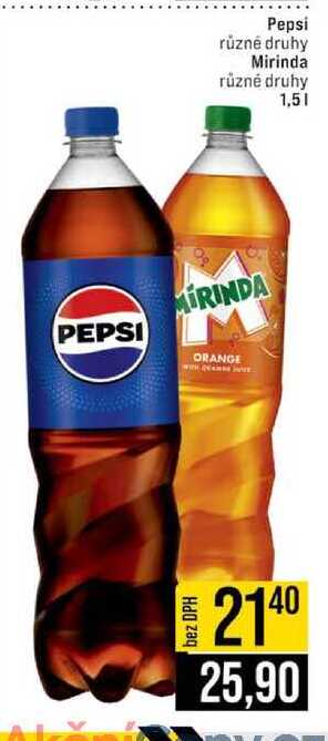 Pepsi různé druhy Mirinda různé druhy 1,5l