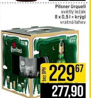 Pilsner Urquell světlý ležák 8 x 0,5l+krýgl vratná lahev