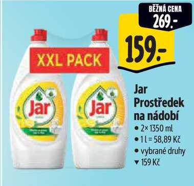 Jar Prostředek na nádobí, 2x 1350 ml 
