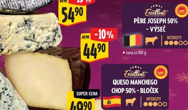 PÈRE JOSEPH 50% - VÝSEČ, cena za 100 g 