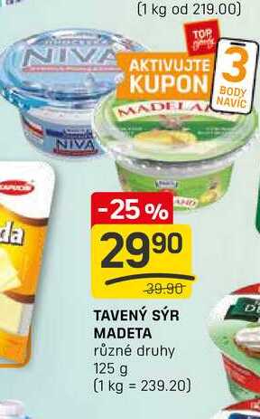 TAVENÝ SÝR MADETA různé druhy 125 g