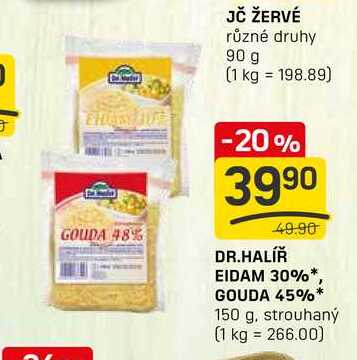 DR.HALÍŘ EIDAM 30% GOUDA 45% 150 g, strouhaný 