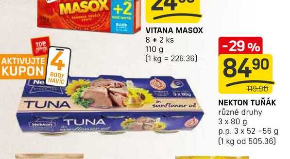 NEKTON TUŇÁK různé druhy 3 x 80 g p.p. 3 x 52-56 g 