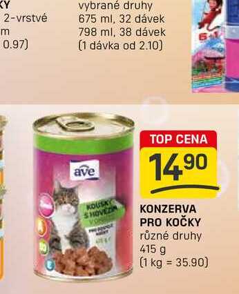 KONZERVA PRO KOČKY různé druhy 415 g