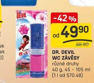 DR. DEVIL WC ZÁVĚSY různé druhy - 40 g, 45 -105 ml 