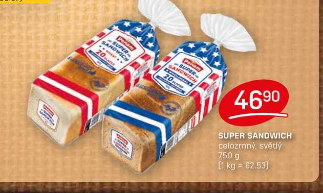 SUPER SANDWICH celozrnný, světlý 750 g 