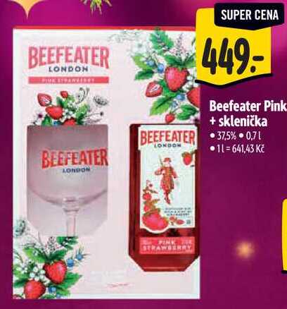 Beefeater Pink + sklenička, 0,7 l