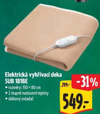 Elektrická vyhřívací deka SUB 181BE 