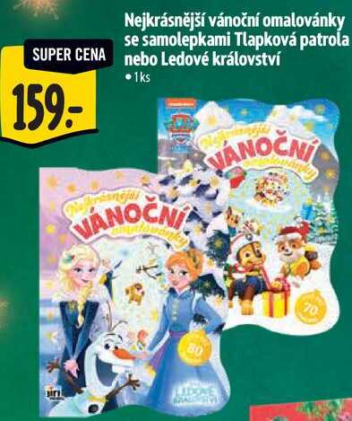 Nejkrásnější vánoční omalovánky se samolepkami Tlapková patrola nebo Ledové království 