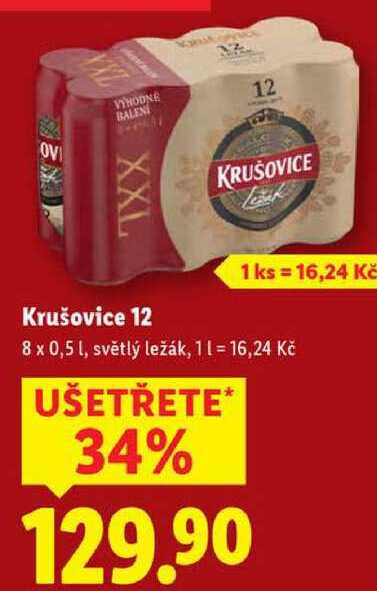 Krušovice 12, 8x 0,5 l
