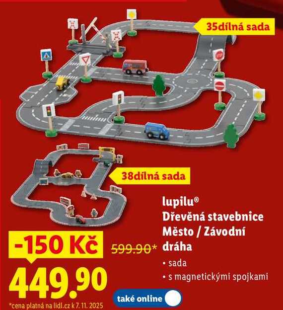 lupilu Dřevěná stavebnice Město/Závodní dráha 