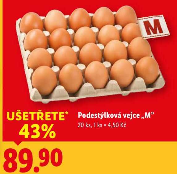 Podestýlková vejce „M", 20 ks