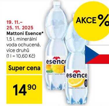 Mattoni Esence, 1,5 l, minerální voda ochucená