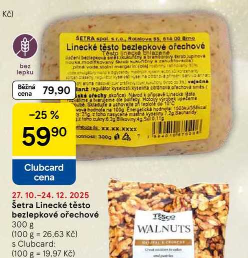 Šetra Linecké těsto bezlepkové ořechové, 300 g 