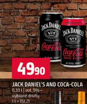 JACK DANIEL'S AND COCA-COLA 0,33 l