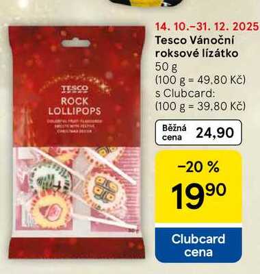Tesco Vánoční roksové lízátko, 50 g 